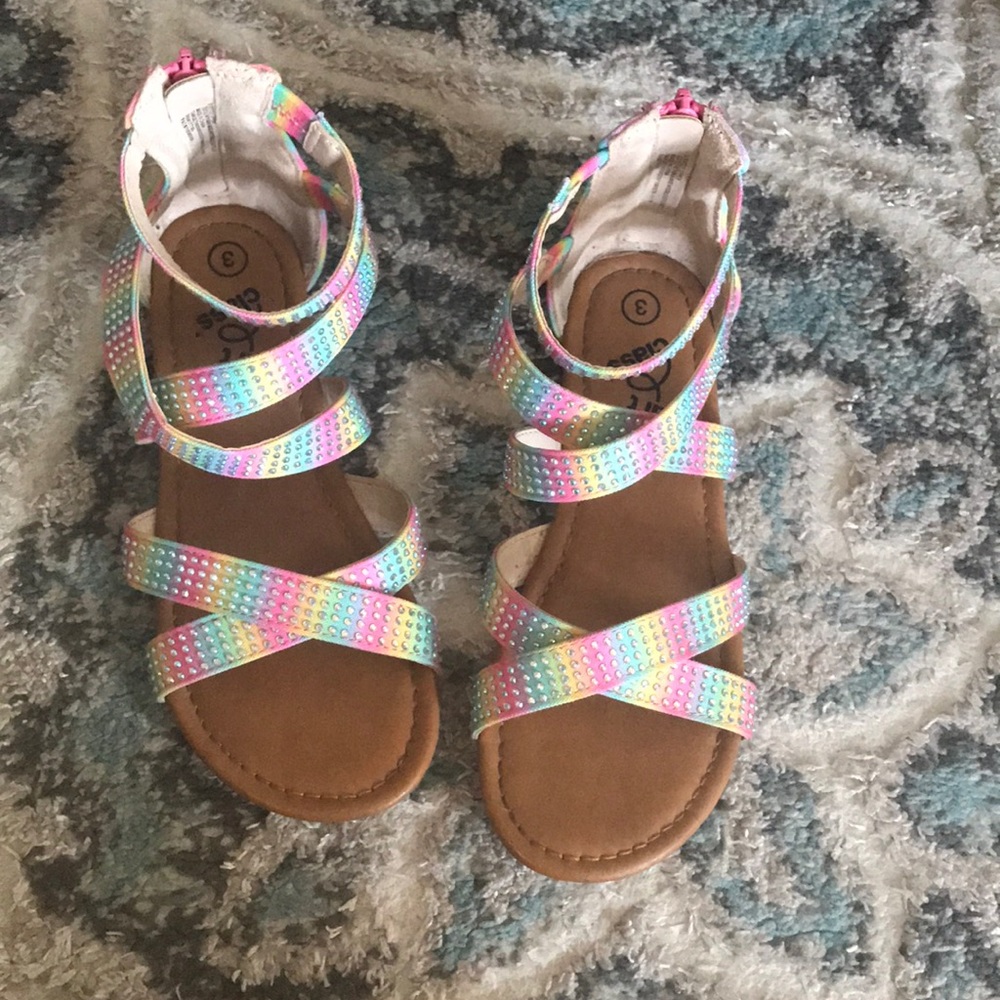 Girls rainbow sandals- size 3